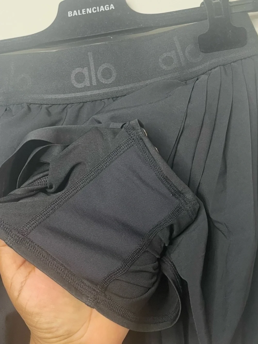 ALO Yoga Black Pleated Skater Skort